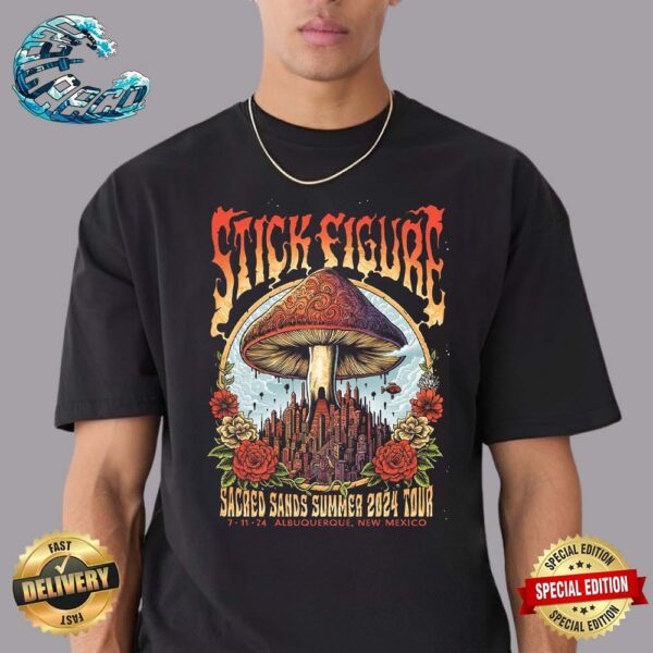 Stick Figure Official Poster For Tonight In Albuquerque New Mexico Sacred Sands Summer 2024 Tour On July 11 2024 Vintage T-Shirt