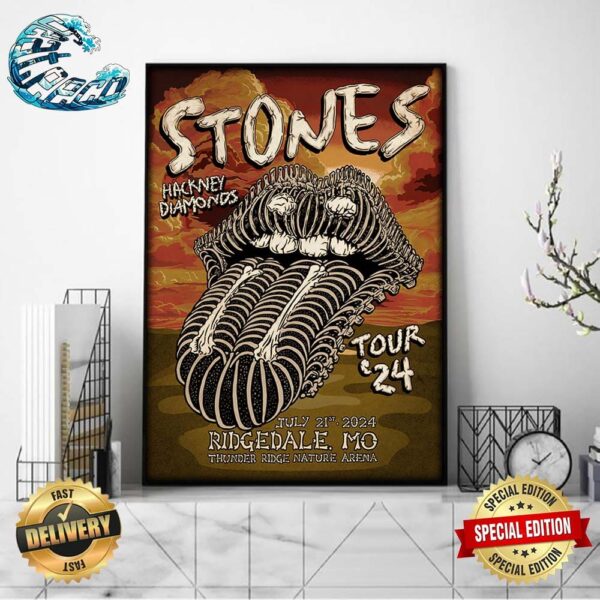 The Rolling Stones In Ridgedale MO California Hackney Diamonds Tour 2024 At Thunder Ridge Nature Arena On July 21st 2024 Poster Canvas