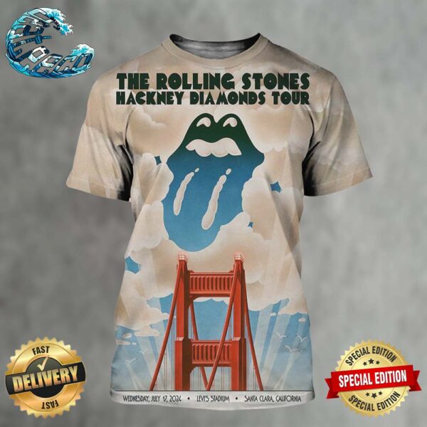 The Rolling Stones In Santa Clara California Poster Hackney Diamonds Tour 2024 At Levi’s Stadium On Webnesday July 17 2024 All Over Print Shirt