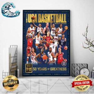 USA Basketball Is Celebrating 50 Years Of Greatness 2024 Paris Olympics SLAM Presents Gold The Metal Editions Home Decor Poster Canvas
