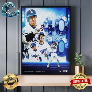 Congrats Shohei Ohtani From Los Angeles Dodgers 40HR And 40SB Home Decor Poster Canvas