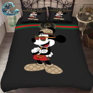 Gucci Symbol With Big Mickey Mouse Black Background Duvet Cover Set