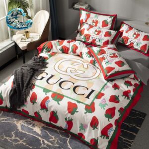 Gucci With Strawberry White Background Bedding Set