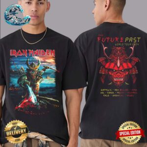 Iron Maiden Merch Tee The Future Past 2024 Tour Senjutsu Mount Fuji Two Sides Print Premium T-Shirt