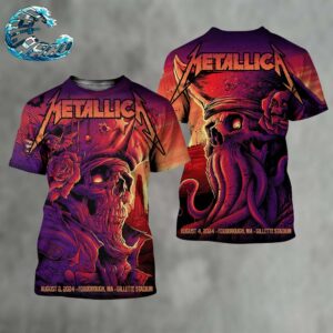 Metallica M72 North American Tour 2024 Full Show Combine Poster For Night 1 And 2 In Foxborough MA At Gillette Stadium On August 2 And 4 2024 3D Shirt