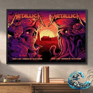 Metallica M72 North American Tour 2024 Full Show Combine Poster For Night 1 And 2 In Foxborough MA At Gillette Stadium On August 2 And 4 2024 Poster Canvas