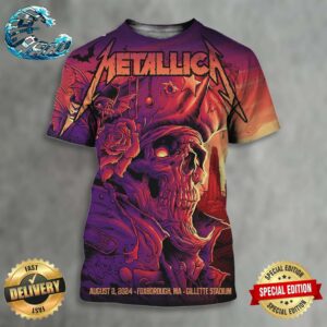 Metallica M72 North American Tour 2024 Night 1 Poster In Foxborough MA At Gillette Stadium On August 2 2024 All Over Print Shirt