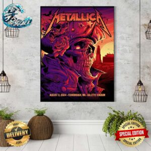 Metallica M72 North American Tour 2024 Night 1 Poster In Foxborough MA At Gillette Stadium On August 2 2024 Wall Decor Poster Canvas