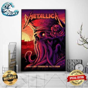 Metallica M72 North American Tour 2024 Night 2 Poster In Foxborough MA At Gillette Stadium On August 4 2024 Poster Canvas Wall Decor