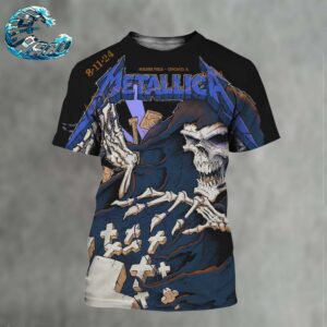 Metallica M72 North American World Tour 2024 Merch Poster Night 2 In Chicago IL At Soldier Field On August 11th All Over Print Shirt