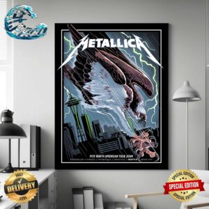 Metallica M72 Seattle Pop-up Shop Poster Bald Eagle Artwork In WA US At Lumen Field On August 30 And September 1 M72 North American Tour 2024 Home Decor Poster Canvas