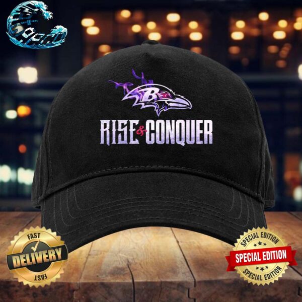 Official Baltimore Ravens Rise And Conquer Snapback Hat Classic Cap