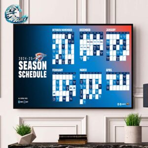 Oklahoma City Thunder 2024-2025 Regular Season NBA Schedule Poster Canvas