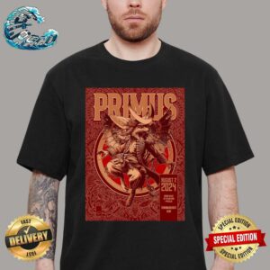 Primus Official Poster At Breese Stevens Field In Madison WI On August 2 2024 Vintage T-Shirt