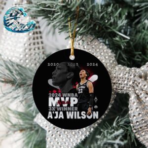 A’ja Wilson Las Vegas Aces 3x Winner Stadium Essentials 2024 WNBA MVP Christmas 2024 Holiday Gift Ornament