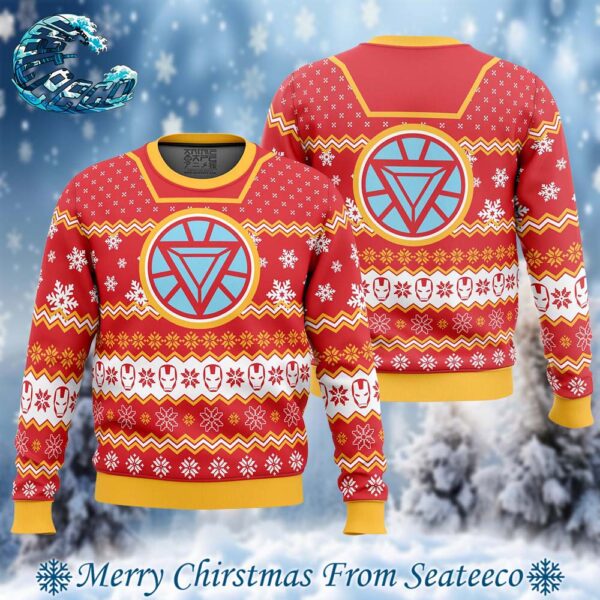 Arc Reactor Iron Man Marvel Ugly Christmas Sweater Gift For Holiday 2024