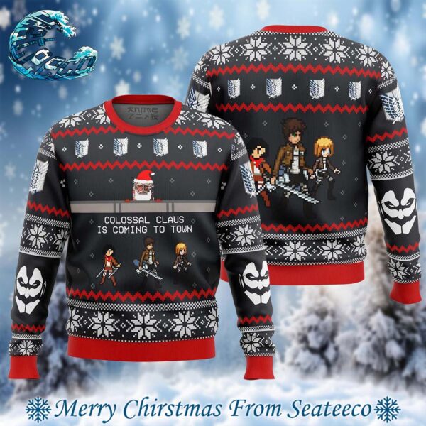 Attack On Titan Colossal Claus Ugly Christmas Sweater Gift For Men And Women Holiday