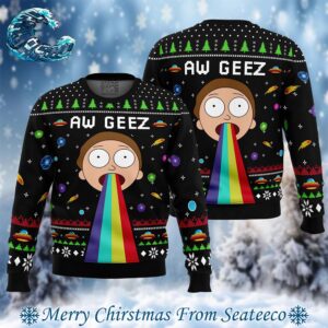 Aw Geez Rick And Morty Ugly Christmas Sweater Gift For Holiday 2024