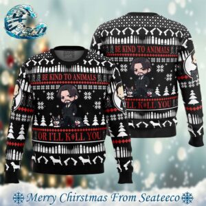 Be Kind to Animals John Wick Best Xmas Knitted Ugly Christmas Sweater Gift For Family