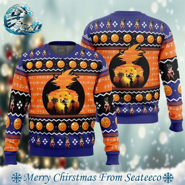 Beautiful Sunset Dragon Ball Z Xmas Gift For Family Ugly Christmas Sweater