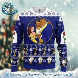 Beauty And The Beast Disney Ugly Christmas Sweater Gift For Holiday 2024 Seateeco