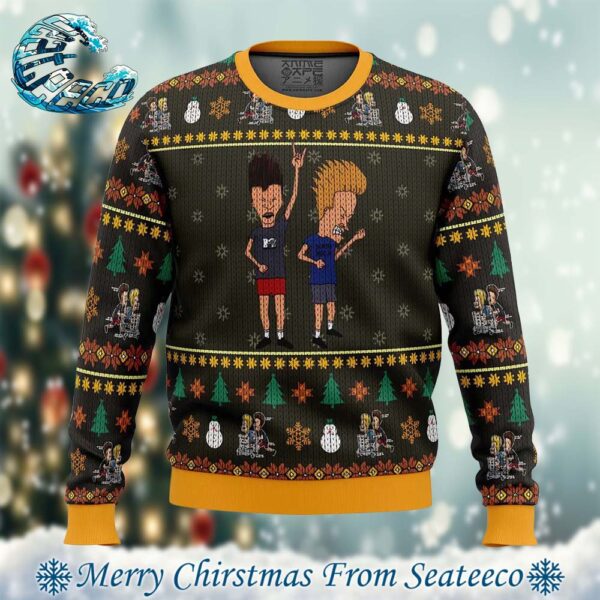 Beavis and Butthead Rock On Holiday Gift Ugly Christmas Sweater