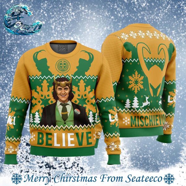 Believe Loki Marvel Best Gift For Family Ugly Christmas Sweater