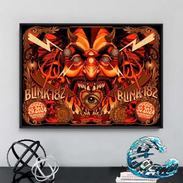 Blink-182 Full Show Combine Poster For Glasgow Scotland At OVO Hydro On August 29 And 30 One More Time Tour 2024 Poster Canvas Decor