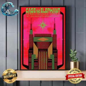 Cage The Elephant Concert Poster For Nashville Tennessee At Ascend Amphitheater On September 1 2024 Home Decor Poster Canvas