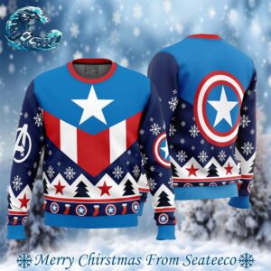 Captain America 2024 Best Knitted Ugly Christmas Sweater