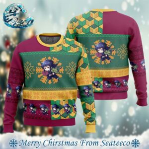 Chibi Christmas Giyu Tomioka Demon Slayer Best Xmas Knitted Ugly Christmas Sweater Gift For Family