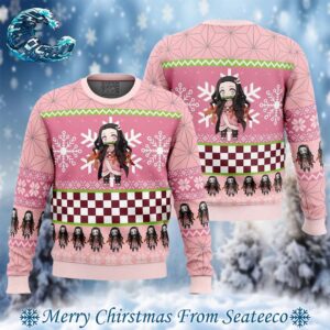 Chibi Christmas Nezuko Kamado Demon Slayer Ugly Christmas Sweater Gift For Men And Women Holiday