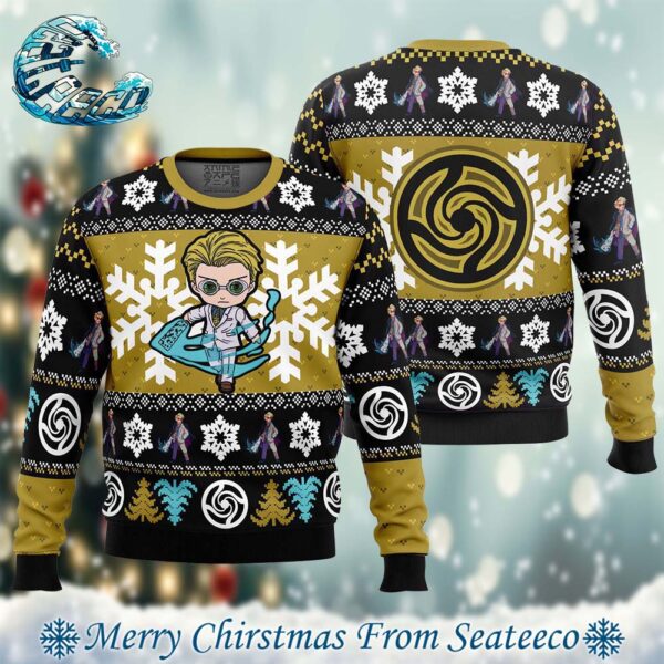 Chibi Nanami Kento Jujutsu Kaisen Best Xmas Knitted Ugly Christmas Sweater Gift For Family