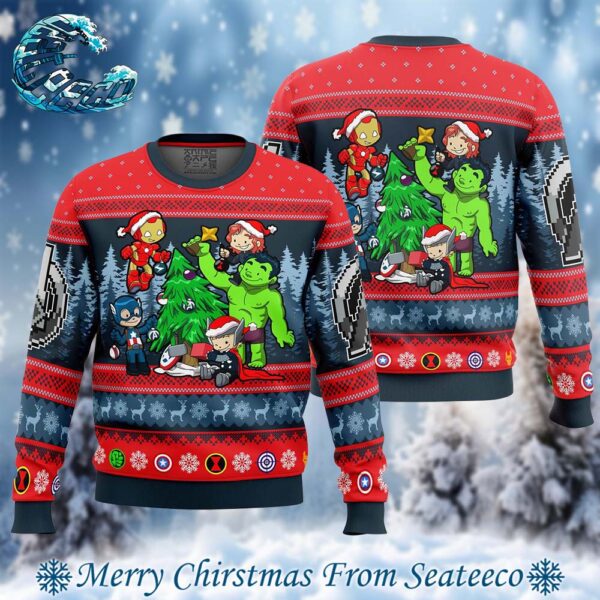 Christmas Avengers Chibi Marvel Comics Ugly Christmas Sweater Gift For Holiday 2024