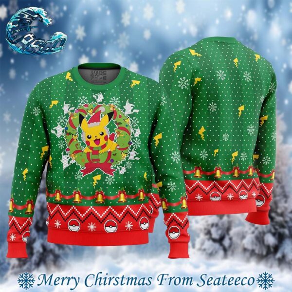 Christmas Pikachu Pokemon 2024 Best Knitted Ugly Christmas Sweater