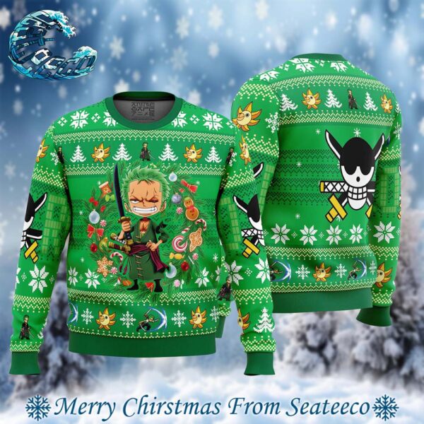 Christmas Zoro One Piece Pirates 2024 Best Knitted Ugly Christmas Sweater