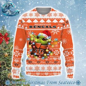 Cincinnati Bengals NFL x Star Wars Baby Yoda Star Wars Christmas Light Ugly Christmas Sweater Gift For Holiday