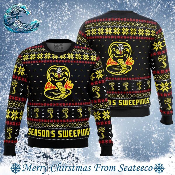 Cobra Kai Seasons Sweepings Cobra Kai Karate Kid 2024 Ugly Christmas Sweater Gift For Holiday