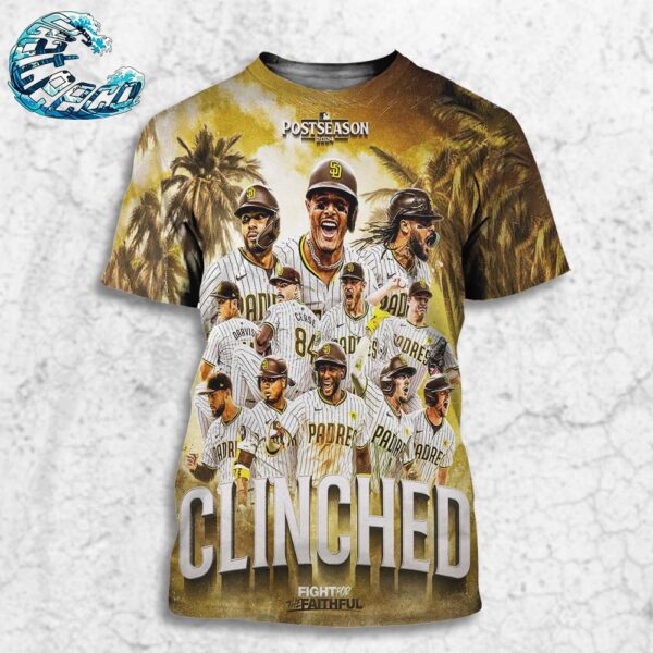 Congrats San Diego Padres Fight For The Faithful Clinched MLB Postseason 2024 All Over Print Shirt