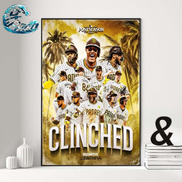 Congrats San Diego Padres Fight For The Faithful Clinched MLB Postseason 2024 Home Decor Poster Canvas