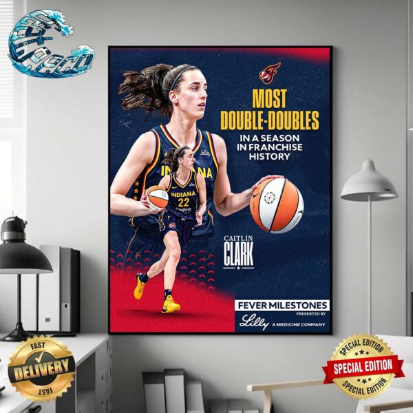 Congrats To Caitlin Clark On Breaking The Franchise Record For Double-Doubles In A Season Home Decor Poster Canvas