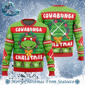 Cowabunga Raphael Christmas Teenage Mutant Ninja Turtles 2024 Ugly Christmas Sweater Gift For Holiday