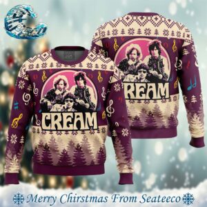 Cream Band Best Xmas Knitted Ugly Christmas Sweater Gift For Family