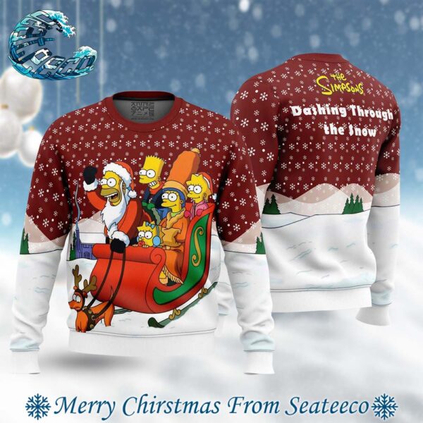 Dashing Through the Snow The Simpsons Ugly Christmas Sweater Gift For Holiday 2024