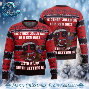 Deadpool The Other Jolly Guy In A Red Suit With A Lap Worth Sitting On Guy Ugly Christmas Sweater Gift For Men And Women Holiday