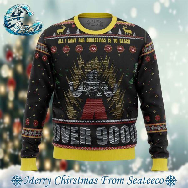 Dragon Ball Z Goku Over 9000 Ugly Christmas Sweater Gift For Men And Women