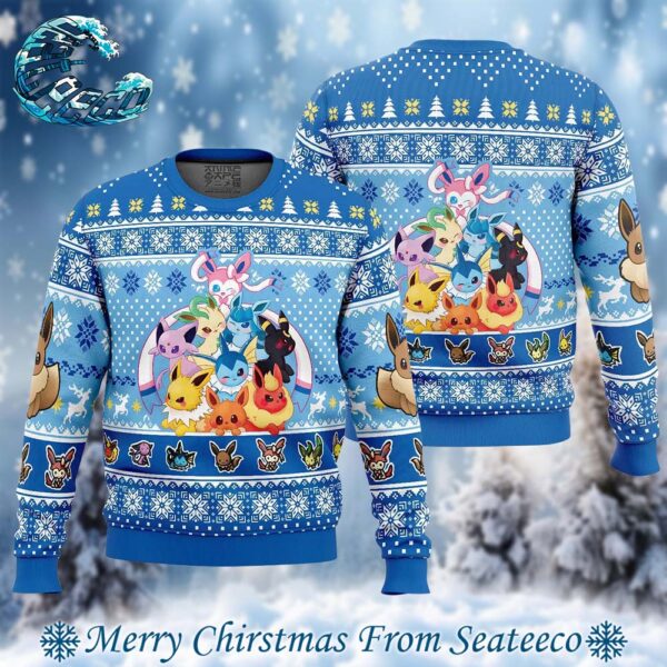 Eeveelution Pokemon Ugly Christmas Sweater Gift For Men And Women Holiday