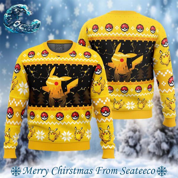 Electric Monster Pokemon Ugly Christmas Sweater Gift For Men And Women Holiday