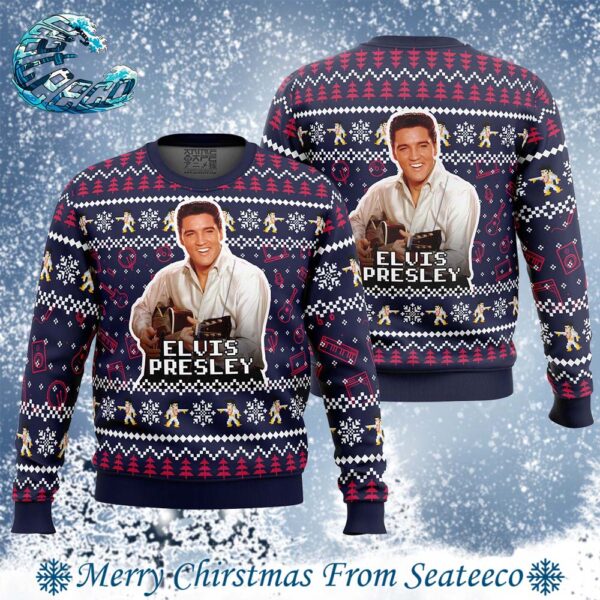 Elvis Presley 2024 Ugly Christmas Sweater Gift For Holiday