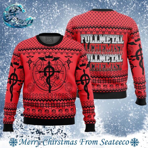 Flamels Cross x Transmutation Circle Fullmetal Alchemist 2024 Ugly Christmas Sweater Gift For Holiday